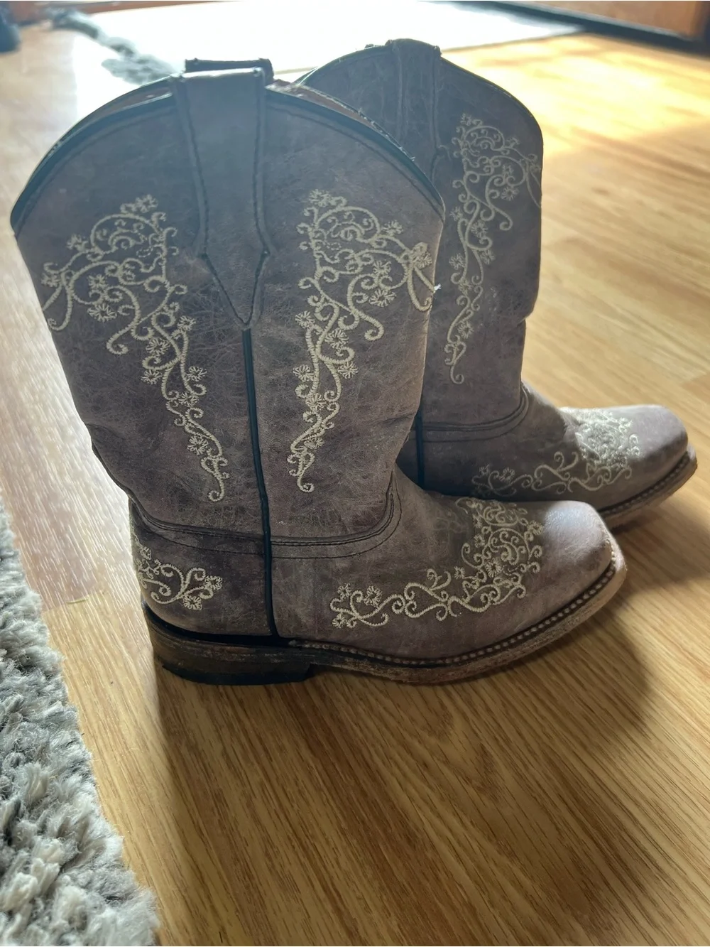 Girls Brown Corral Western Pull-On Boots